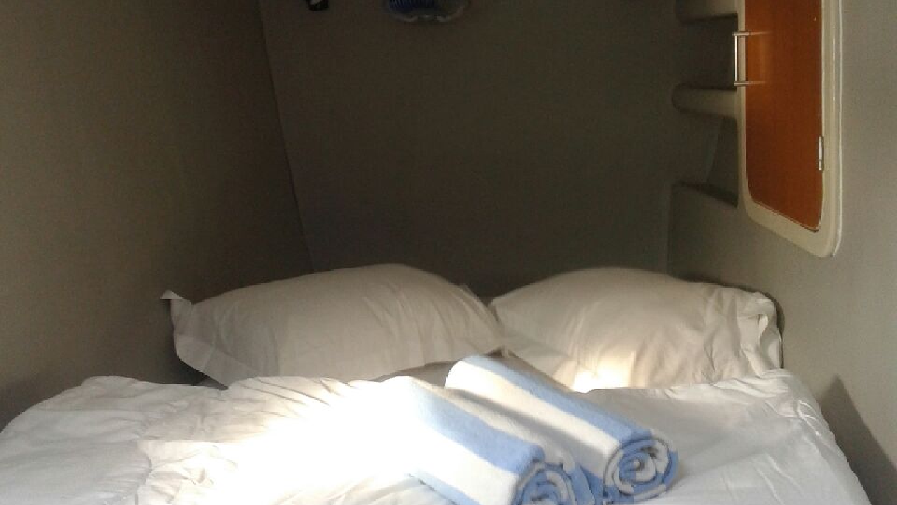the comfort cabin of catamaran yacht